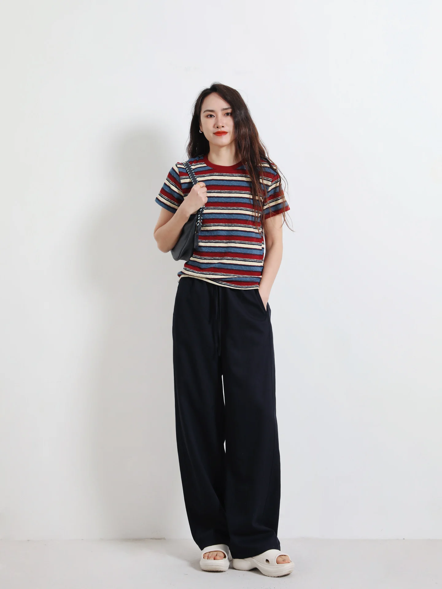 High Quality Lyocell Cotton Straight Leg Pants Slimming Taller Casual Pants Korean Style Natural Waist Spring Summer