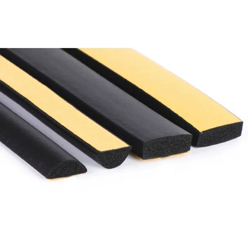 1Meter EPDM Self Adhesive Sponge Seal Strip Rubber Black Foam Stong Single-sided Adhesive Sound-proof Anti-collision Seal Gasket