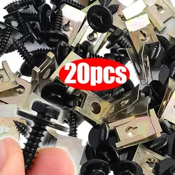 20pcs Car Chassis Engine Guard Metal Nut/Screw Washers U-shape Clip For BMW E46 E92 E90 F10 Car Fender Bumper Cross Head Screws