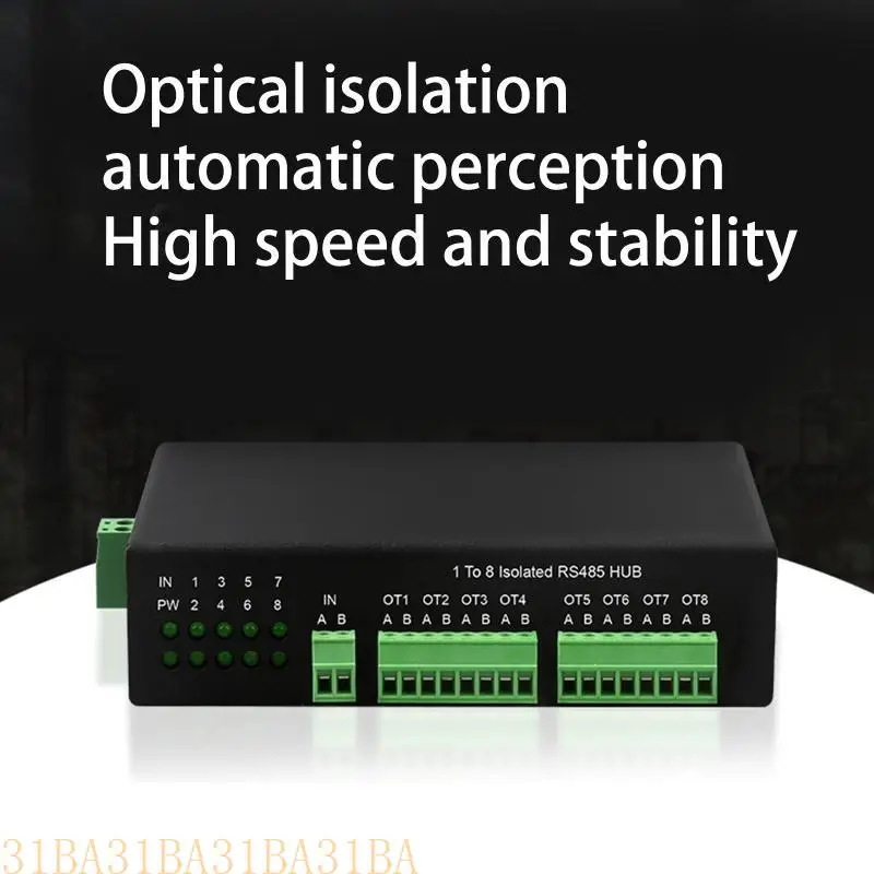 RS485 Hub 8-Channel RS485 Splitter 8-Port 485 Sharer Splitter 1 In 8 Out Industrial-Grade Isolated Support 152.2Kbps