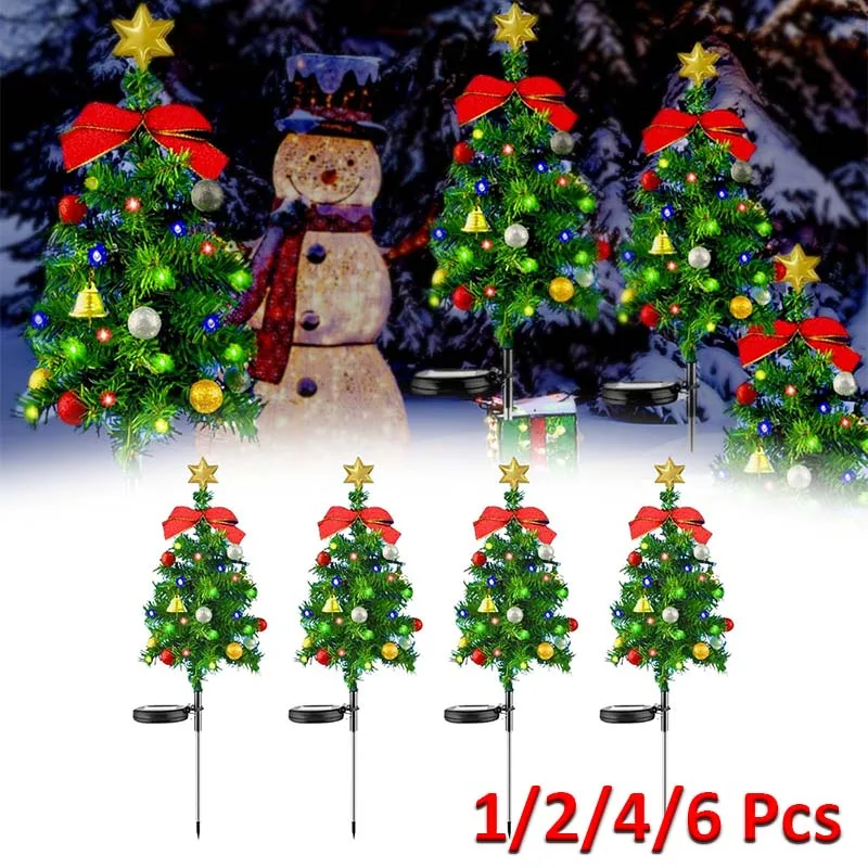 

1-6 Pcs Solar Christmas Tree Lights Outdoors LED Christmas Decor IP65 Waterproof Garden Lawn Landscape Lamps Patio Porch Pathway