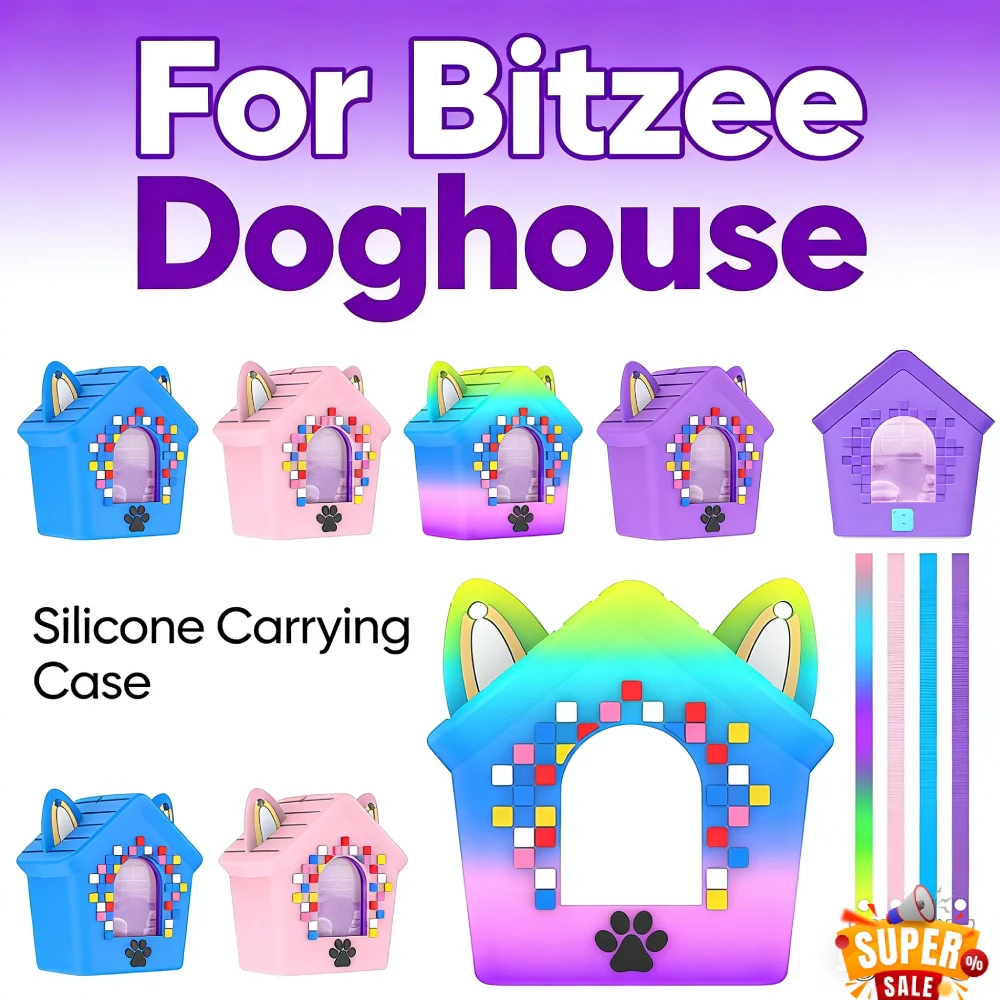 

Silicone Carrying Case with Lanyard Portable Sleeve Shockproof Anti Drop Protective Case for Bitzee Doghouse Electronic Pets