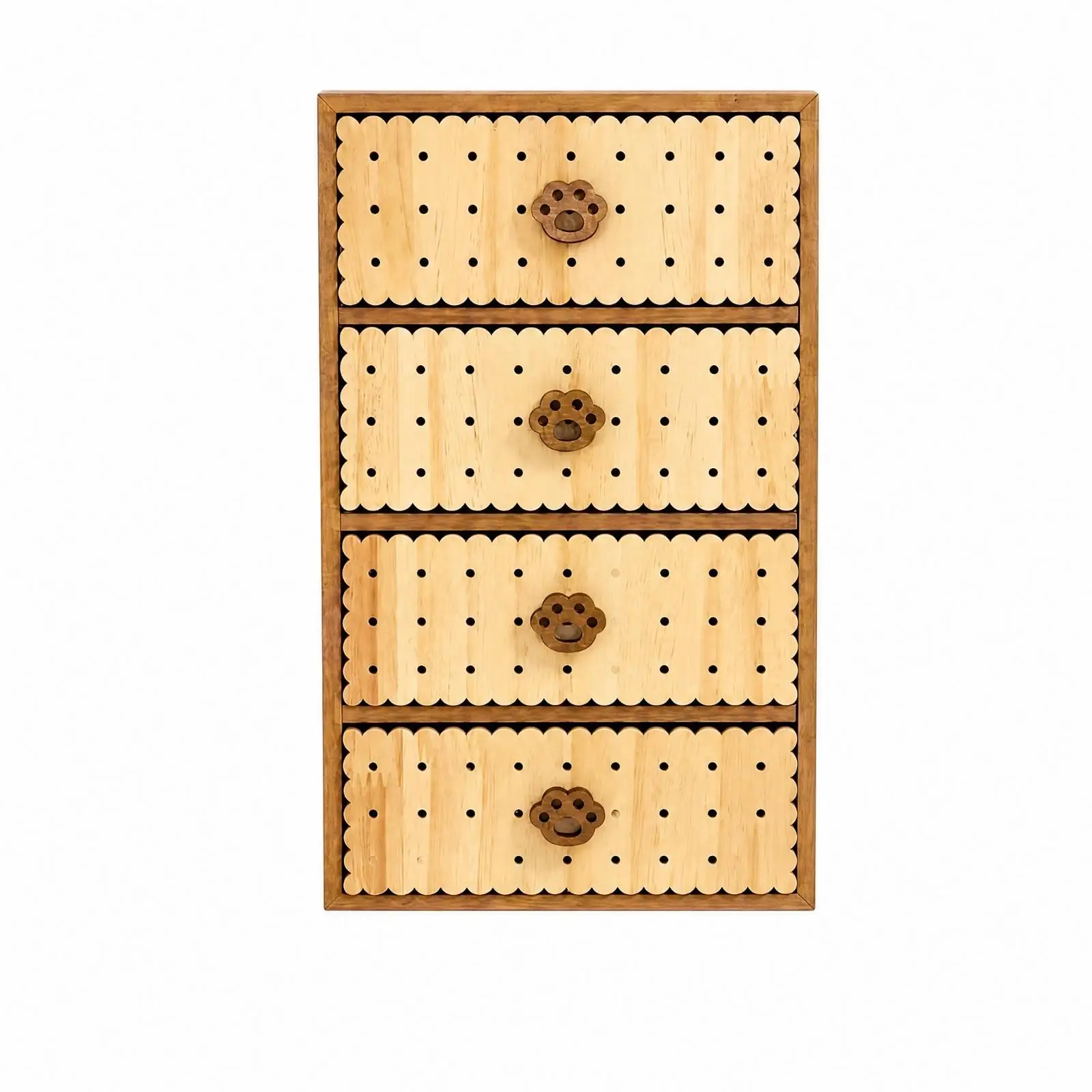 Pinewood Storage Cabinet Solid Evergreen Wood Four-Drawer Vertical Cabinet Small Wooden Drawer Unit Space-Saving for Vanity