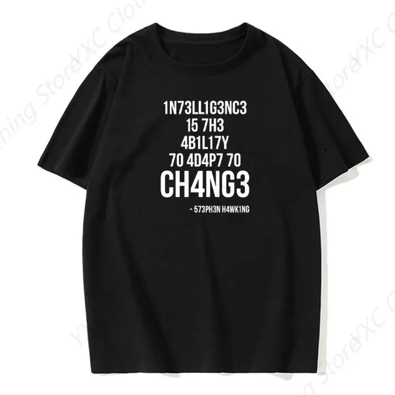 Is the Ability to Adapt to Change Letter Print Men's T-shirt- Short Sleeve Crew Neck Soft Fitted Tees S - 6XL Fresh