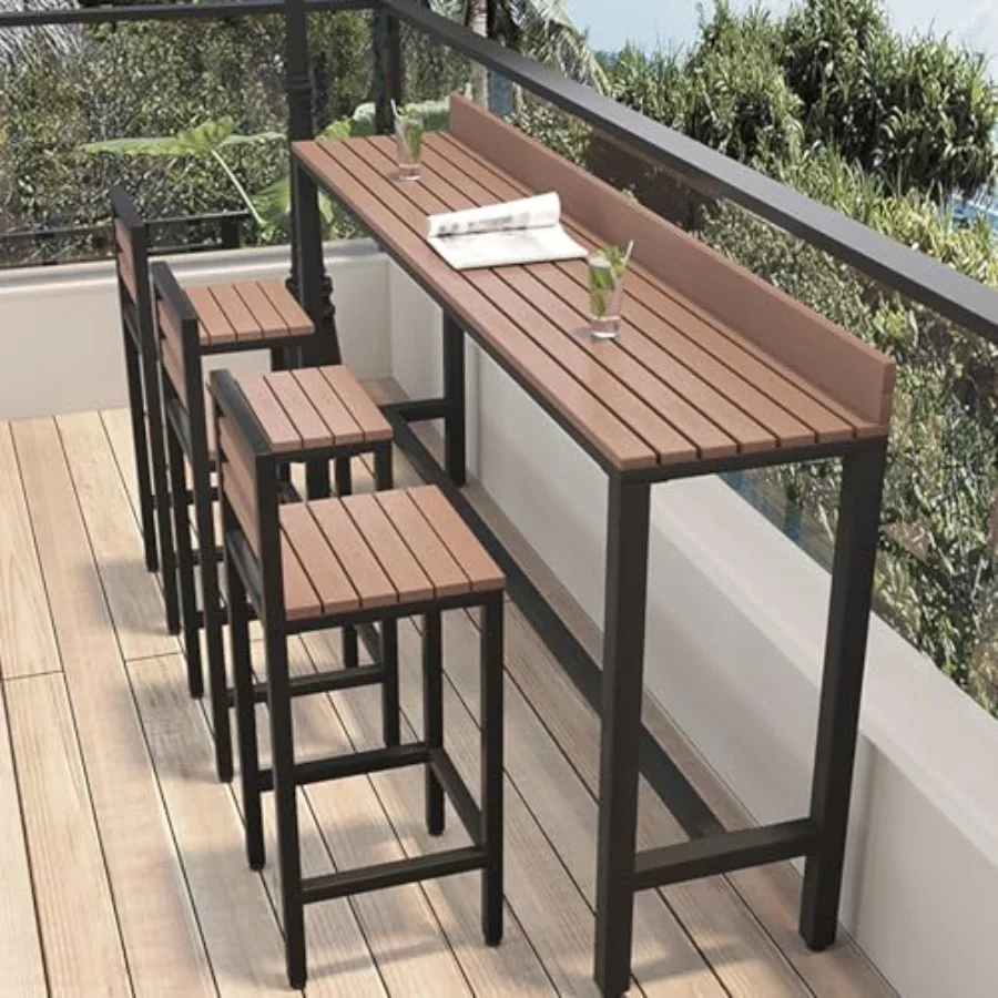 

Outdoor Balcony bar Table for railings Patio Rectangular bar Counter Height Table, Industrial Narrow Kitchen Dining Tall Table