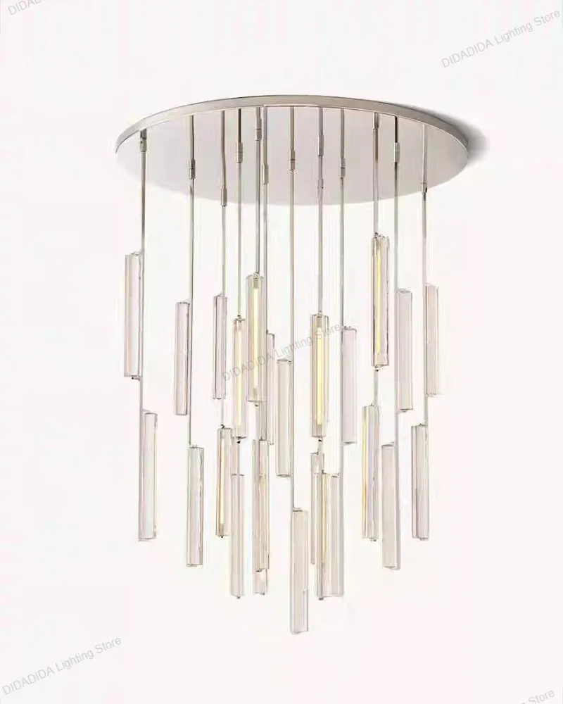 

2025 American Luxury Crystal Pendant Lamp Creative Designer Stainless Steel Glass Brass Silver Black Round Rectangle