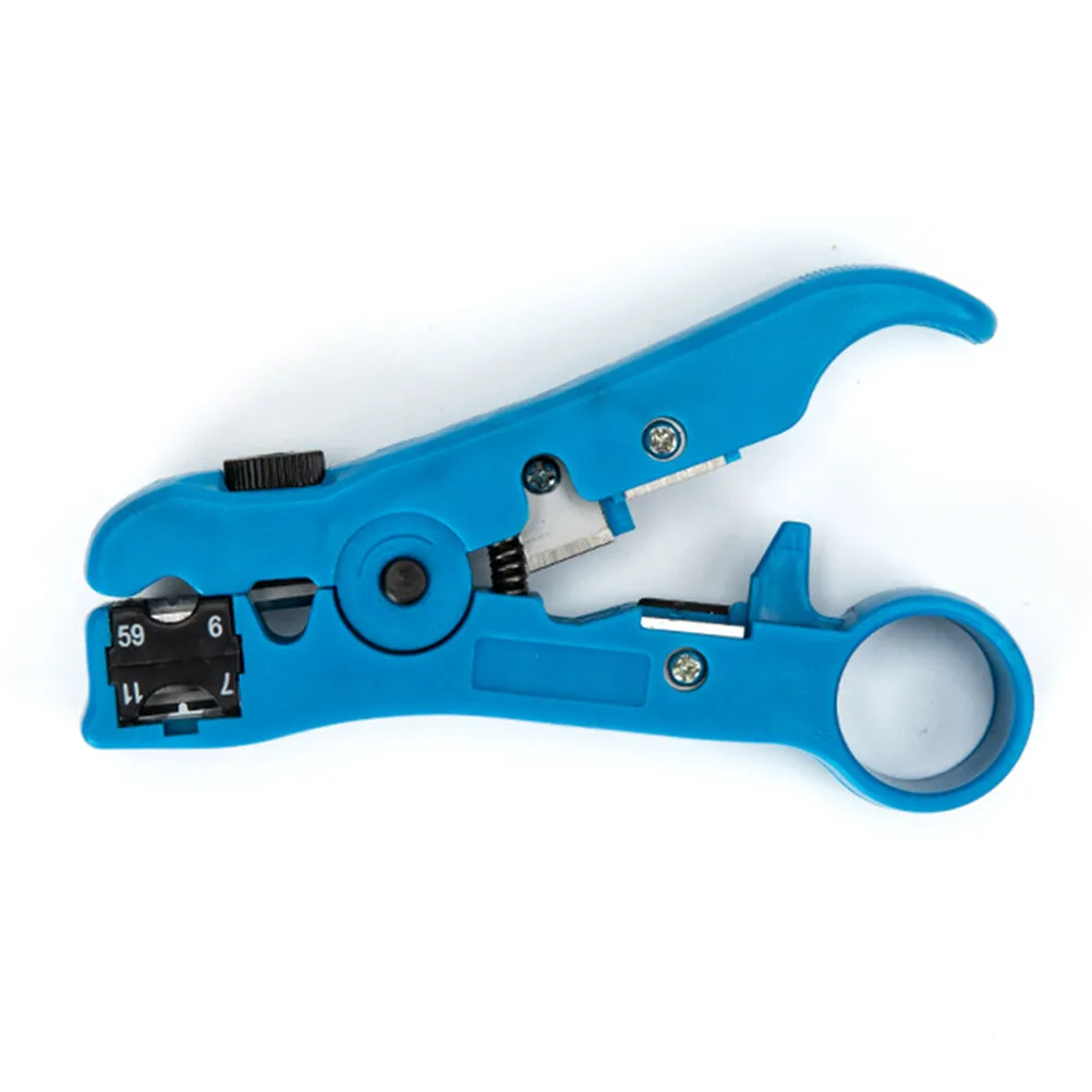 Coaxial Cable Stripper Blue Professional Grade High Strength Tool for Rg59 Rg6 Rg7 Rg11 Cat5e Cat6 Network Wire Stripping