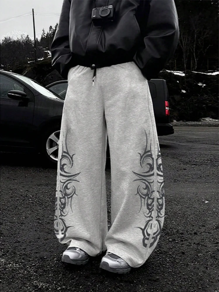 

Мужские модные брюки High Street 2026: Новые спортивные штаны Y2K в стиле Harajuku, хип-хоп брюки, весенне-летние широкие брюки с принтом для уличной моды