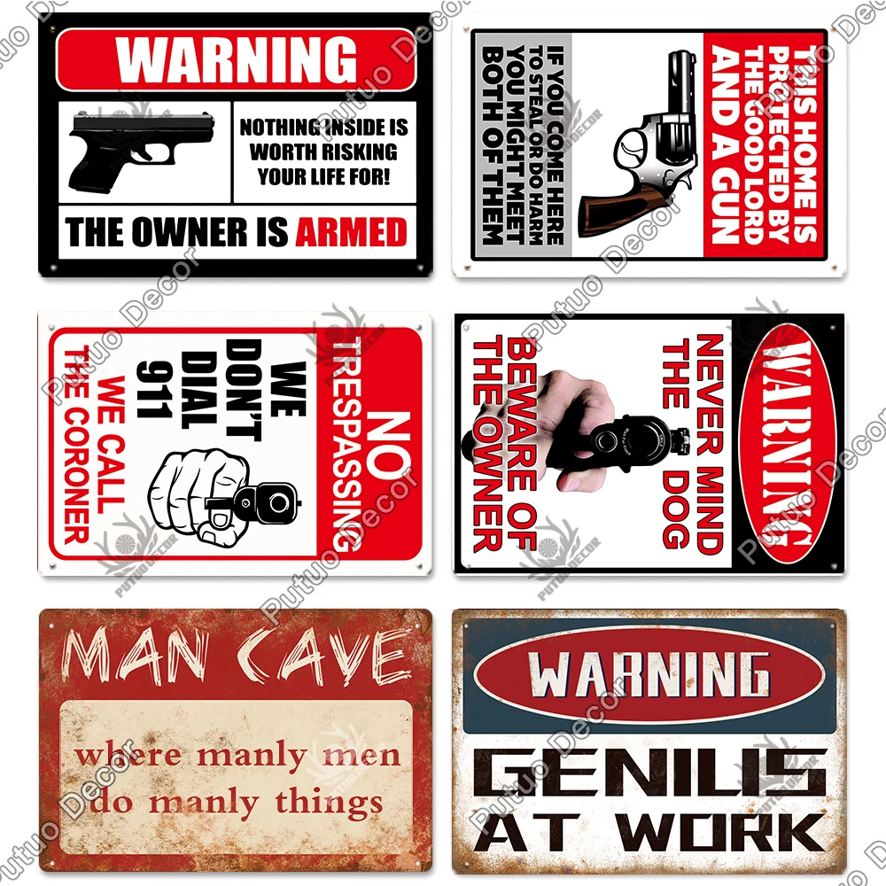 Putuo Decor Man Cave Metal Sign Vintage Tin Sign Funny Warning My Rules Caution for Bar Pub Club Man Cave Game Room Wall Decor