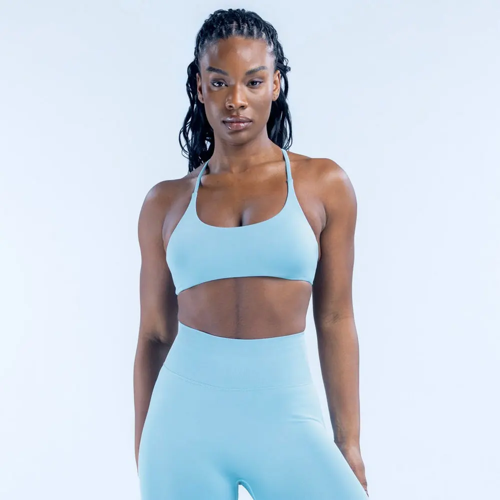 Twist Back Bra Women Seamless Design Strappy Back Yoga Bra With Twist Back Hem Medium Support Sport Fitness Tops Gym Clothing