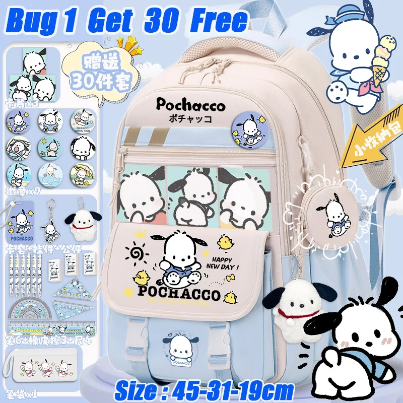 Pochacco mochila escolar primária fofa para meninas 2025 nova mochila Disney para adolescentes mochila escolar de grande capacidade