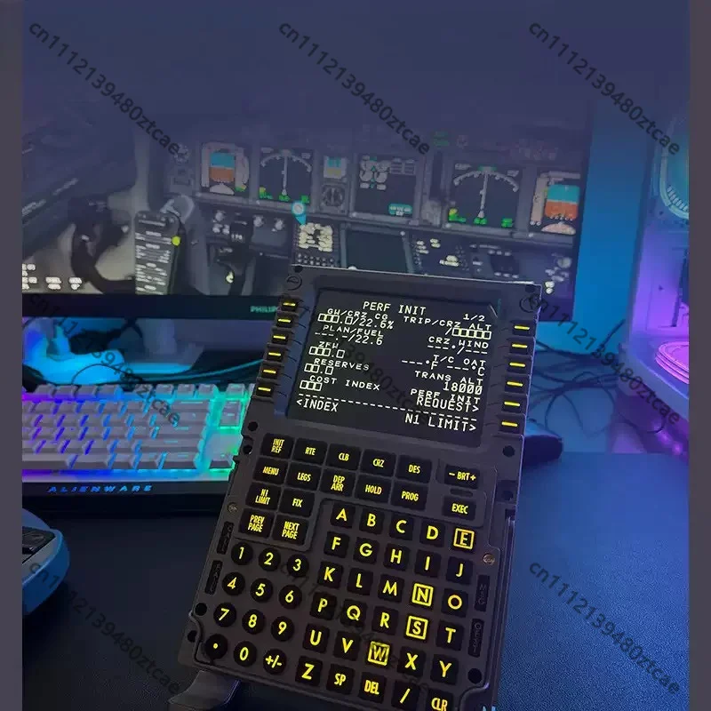 Professional CDU Flight Simulation Panel Desktop Aircraft Route Management Control Module Aviation Simulator Peripheral for PC