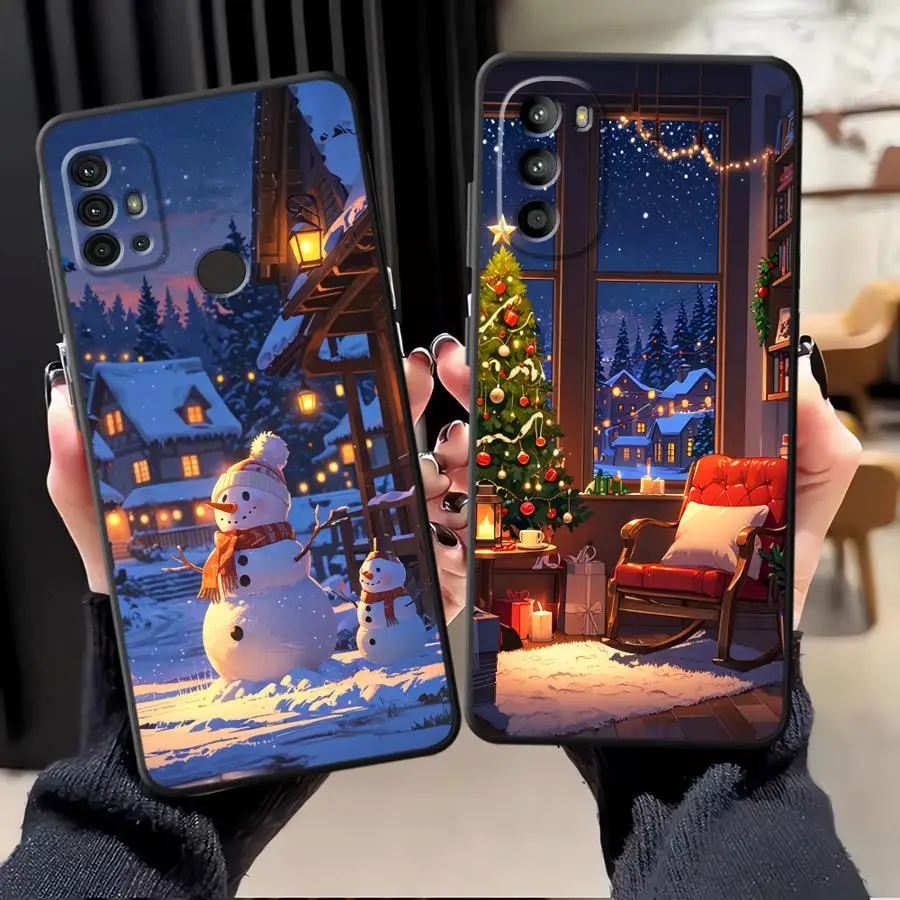 

Чехол для Motorola Mot G52 G32 G50 G71 G51 G73 G53 G30 G22 Edge40 G60 Edge 20 Pro 30 Lite G60s Черный Мягкий чехол для телефона G31 Зимний