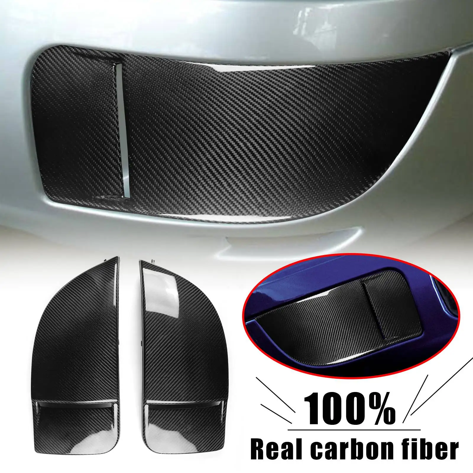 Carbon Fiber Fog Light Bumper Bezel Cover Caps For 2004-2005 Subaru Impreza WRX STi