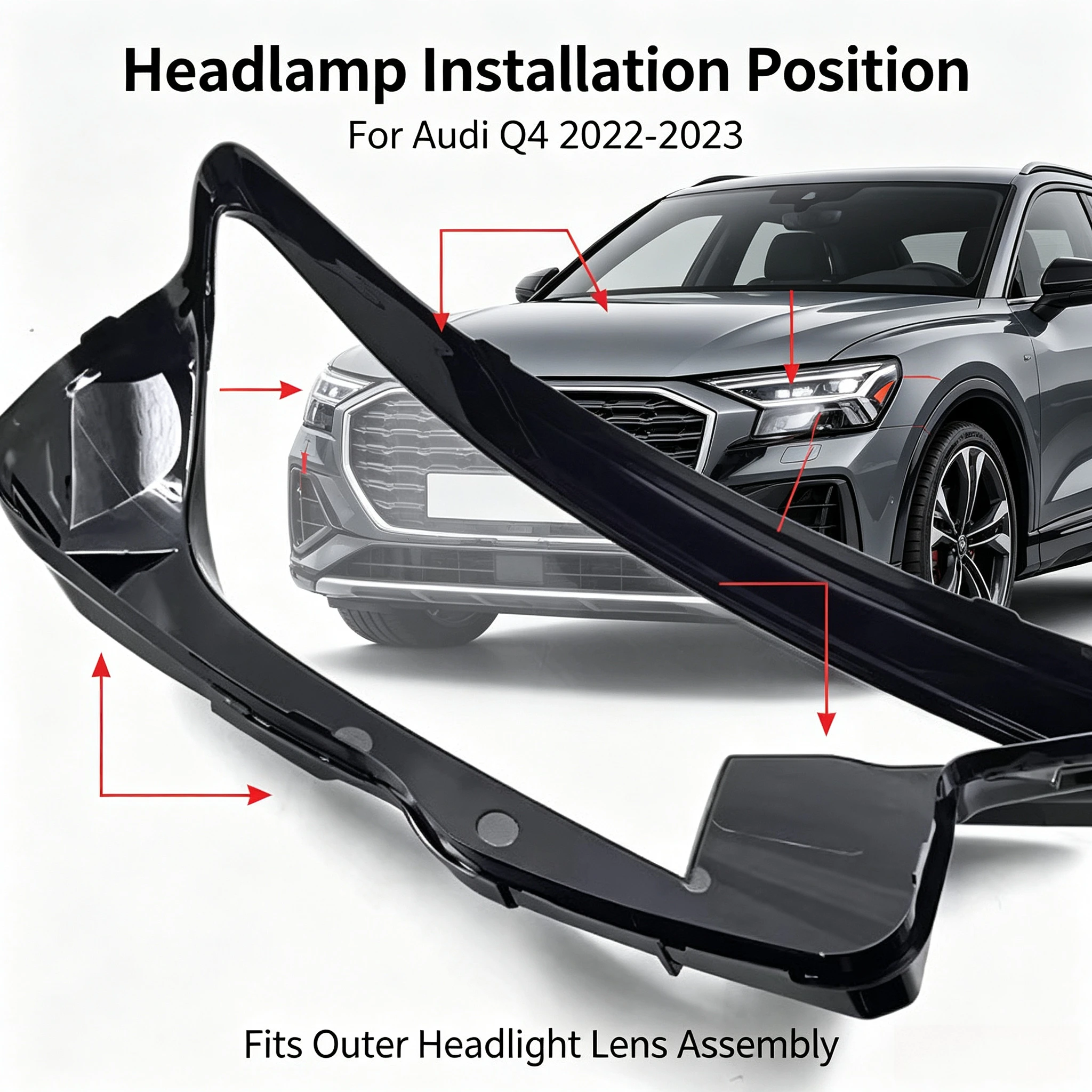 Moggic Headlight Lens Cover Suitable for Q4 2022 2023 Base Premium S Line Left Right Replacement Clear Lamp Shade Mask Assembly