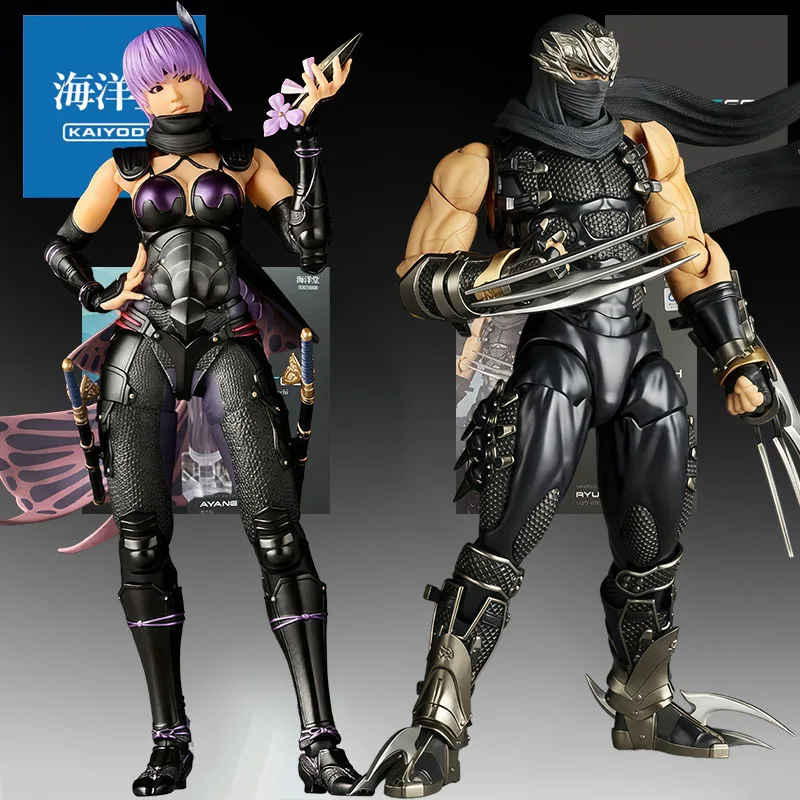 KAIYODO Genuine Revoltech Anime Figure Ayane & Ryu Hayabusa Angel Action Figure Toys for Boys Kids Gift Collectible Model