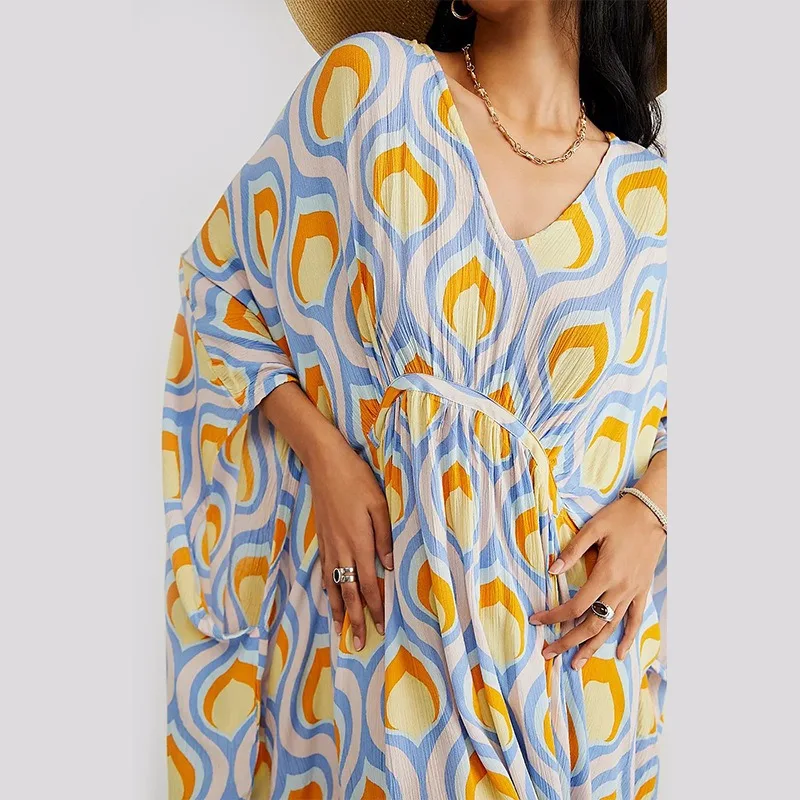 WeHello - Fashion 2024 Spring/Summer New Print Dress Bohemian Beach Style Long Dress for Women