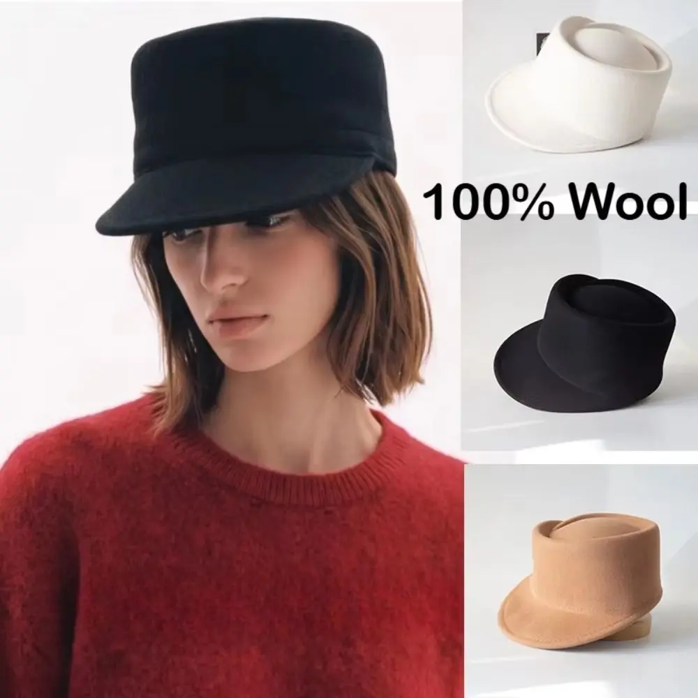Fashion British Style Wool Equestrian Hat Elegant Retro Fedora Hat Fedoras Solid Color Beret Live Show