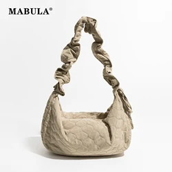 MABULA Scrunchy Design Sling Crossbody Bag for Women Simple Quilted Nylon Big Hobo Purse Solid Brand Daily Handbag