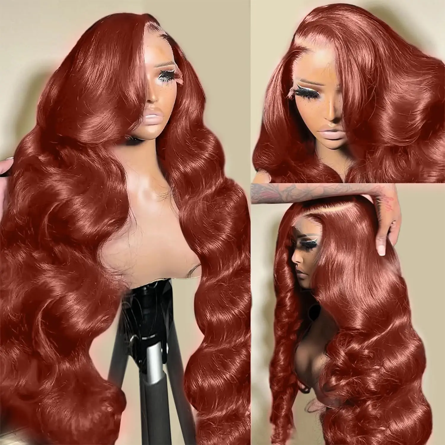 Reddish Brown HD Lace Front Wigs Human Hair Pre Plucked 13x4 13X6 Colored Human Hair 250% Density Transparent Lace Frontal Wig