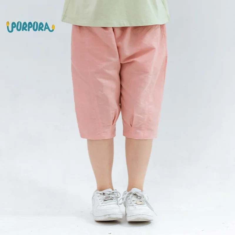 Ashley Summer Casual Loose Harlan Shorts Children's Mosquito-Resistant Cotton Linen Pants Boys Girls Seven-Foot Pants