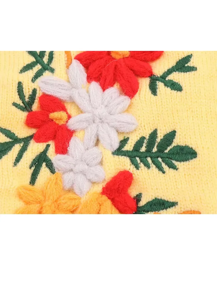 HH Women's Autumn Fashion Embroidered Irregular Hem Cardigan Sweater Female Casual Single Breasted Long Sleeve Coat Mujer