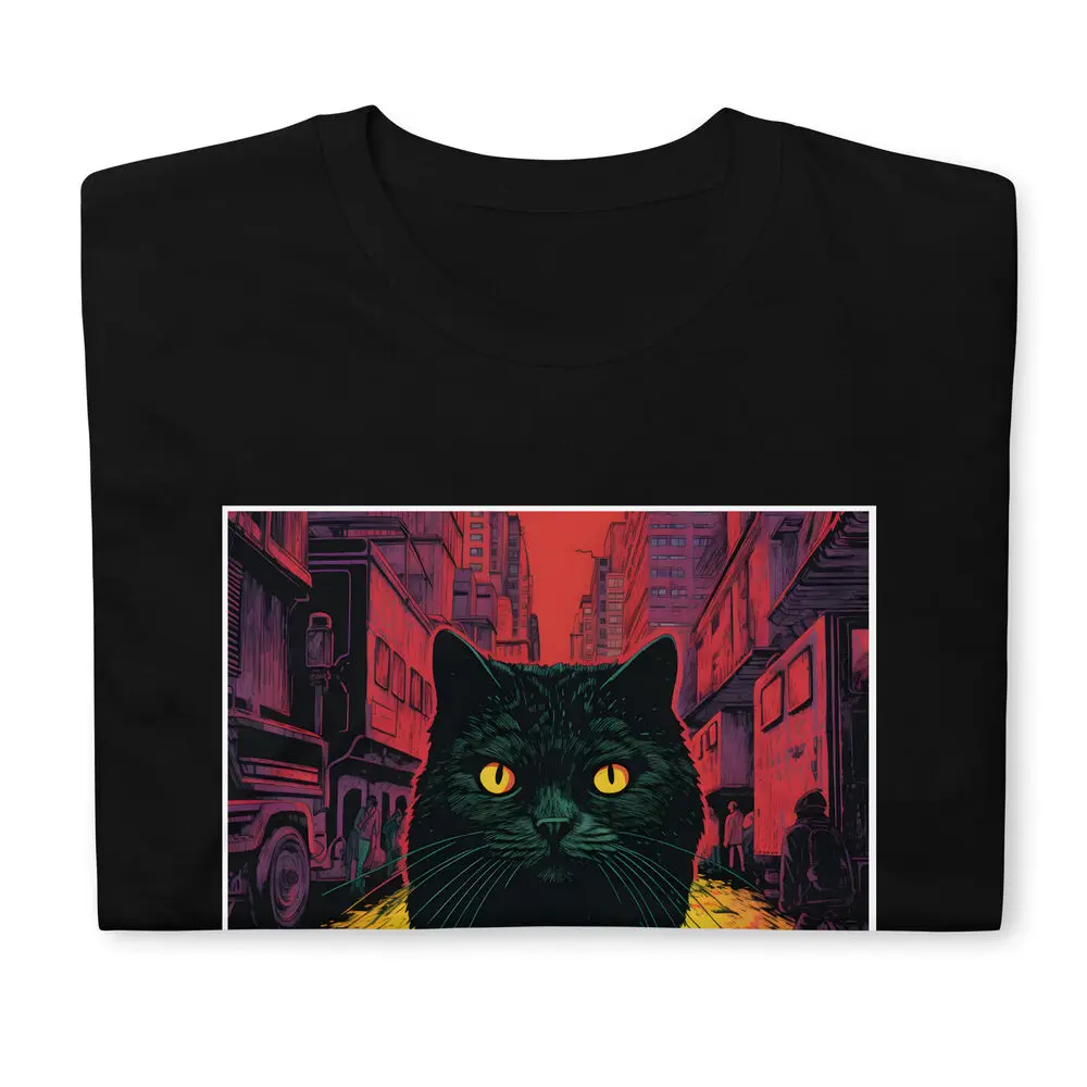 Urban Feline: Giant Cat in Cityscape T-Shirt