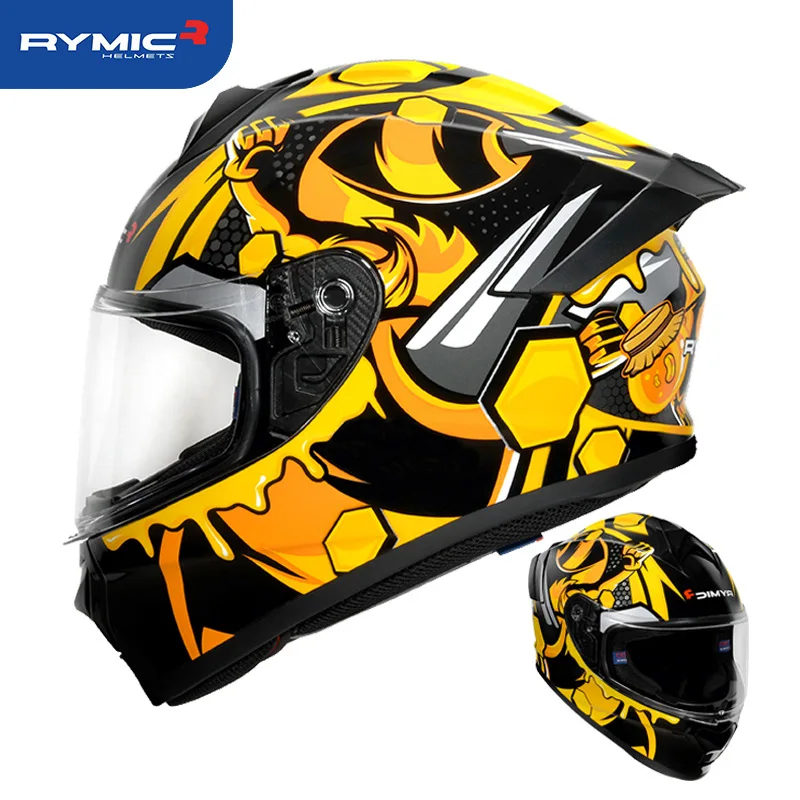 RYMIC Helmet Motorcycle Full Helmet Anti-fog Locomotive Unisex Four-season Anti-fog  Casco PerroFull Face HelmetCascos Para Moto