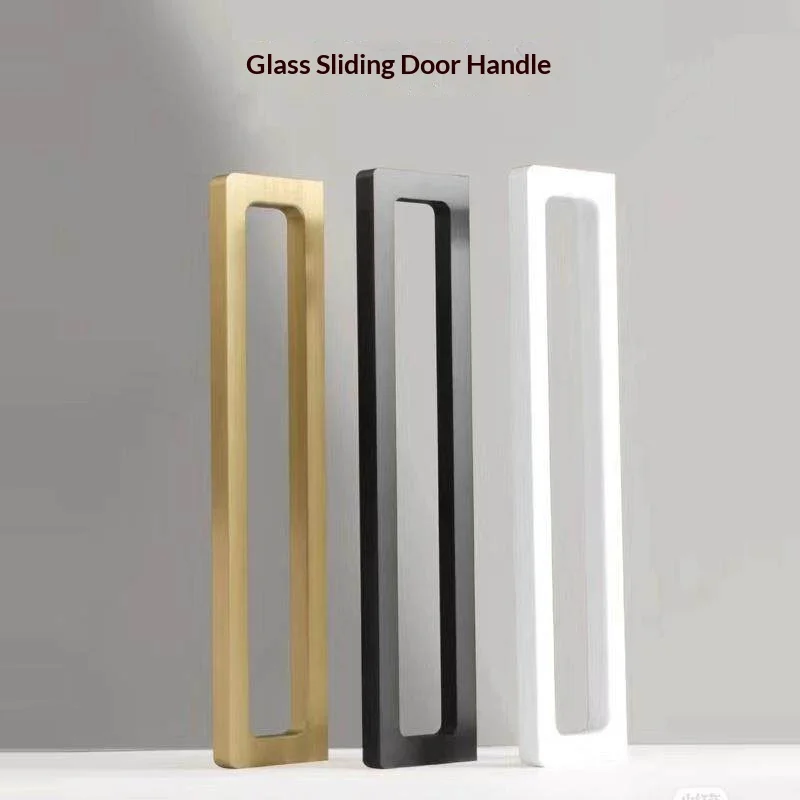 2PCS Self-Adhesive Non-Perforated Glass Sliding Door with Retractable Handle Extremely Narrow Mounted Door for Space Saving