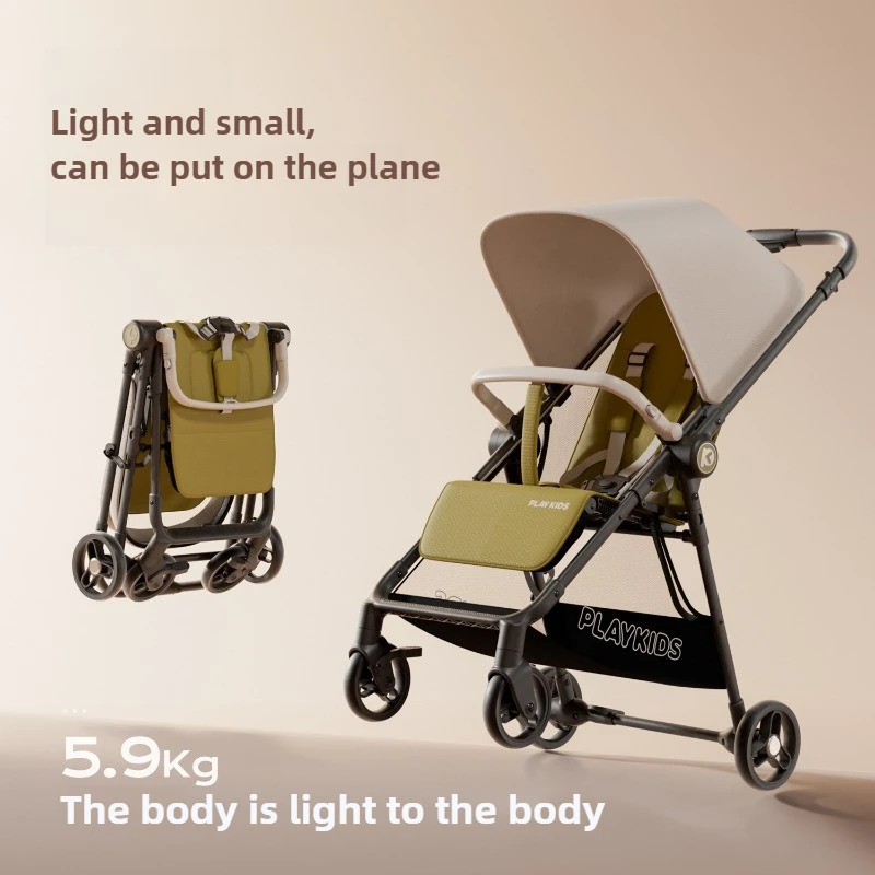 

Lightweight Pocket Baby Stroller for Newborns Two Way Sitting or Lying Four Wheel Travel Stroller Airplane Approved