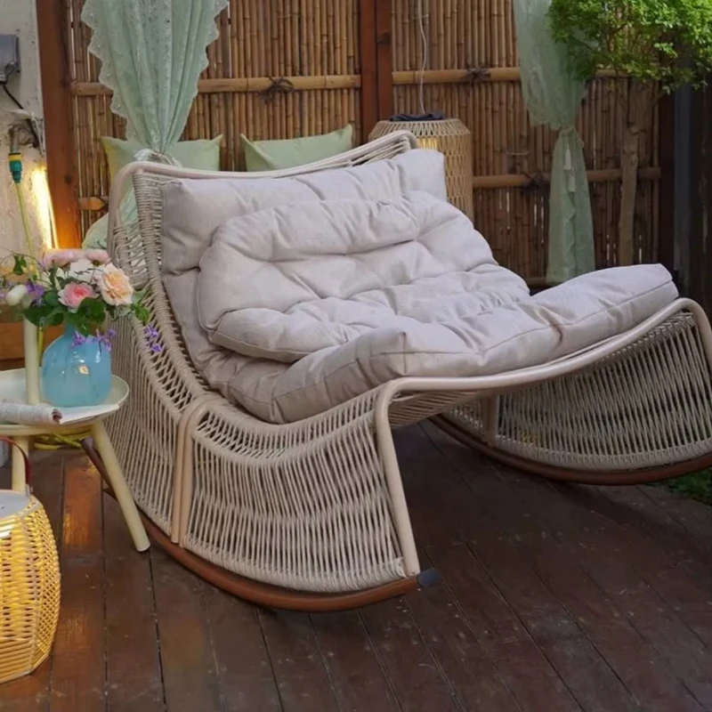 

Modern rocking chair with sofa bed, suitable for living room and hotel use - Durable rattan frame home furniture