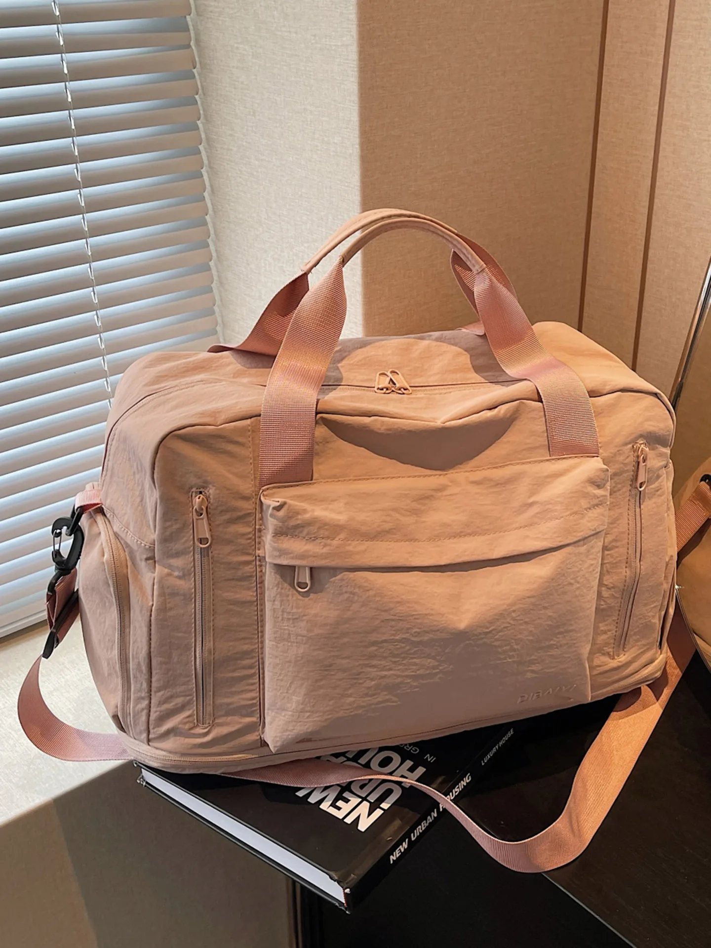 large-capacity-student-travel-bag-women's-handheld-fitness-bag-storage-bag-pure-color-dormitory-luggage-bag-school-bag