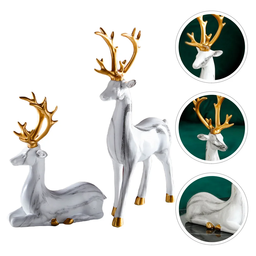 

1Pair Creative Elk Desktop Decoration Exquisite Design Tabletop Deer Adornment Good Mood New Feeling Gift Idea