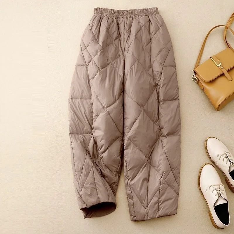 Solid Harem Pants for Women Vintage Trousers Korean Style Casual Winter Quilted Thicken Lantern Pants Trend Women Clothing