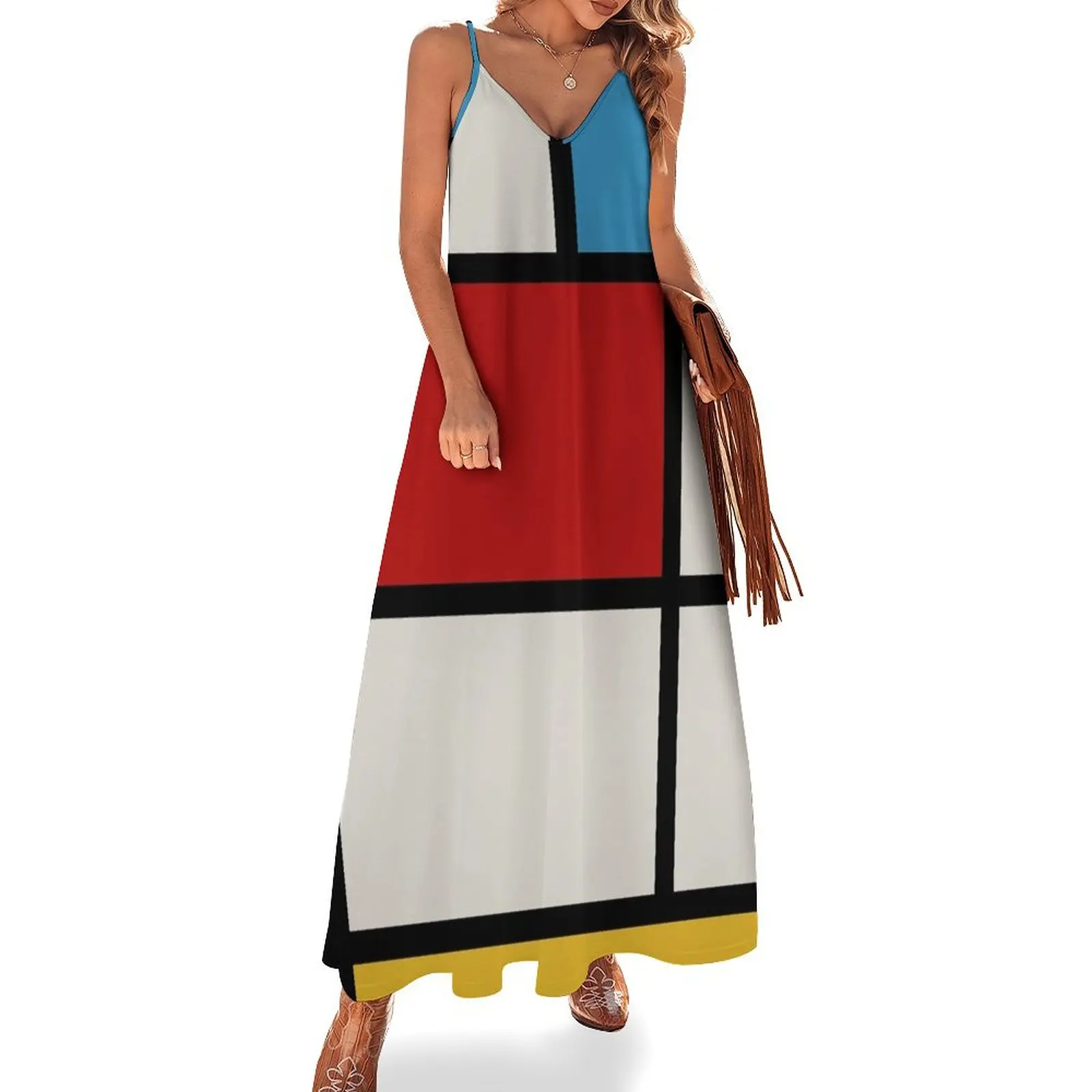 

Art Lover Mondrian Style Abstract Geometry Sleeveless Dress dress party night womans clothing