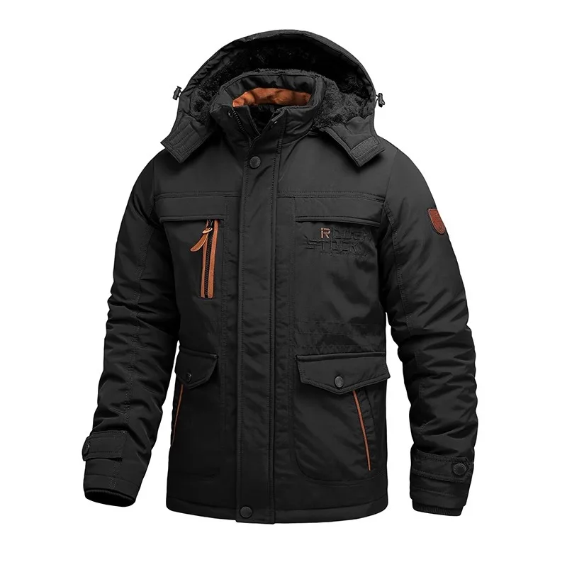 Men's Fashionable European-Style Military-Enthusiast Workwear Cotton-Padded Jacket Winter Fleece Thickened Tactical Coat