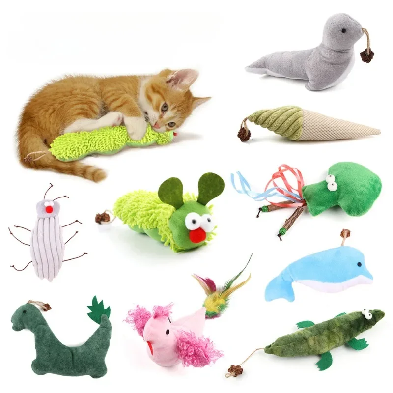 Pet Supplies Plush Cat Toy Contains Catnip Self Pleasure Boredom Relief Interactive Play Caterpillar Small Crocodile Shape