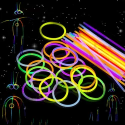 50/100pcs Glow Sticks Fluorescence Party Glow Necklaces Bracelets For Neon Birthday Party Halloween Wedding Supplies