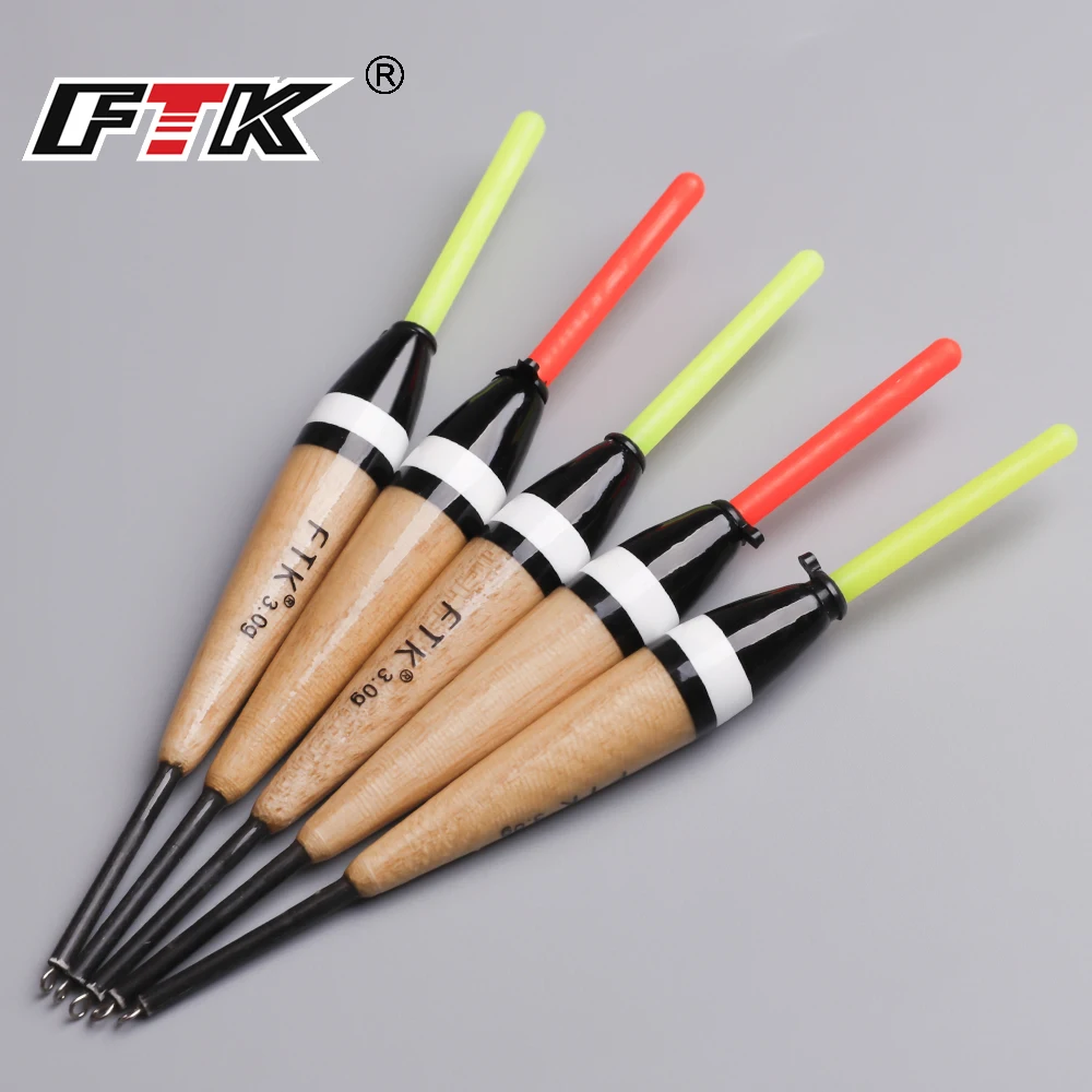 FTK Paquete de 5 Flotadores Verticales Rígidos para Pesca de Carpa, 2g/3g/4g, 14cm-15cm, Flotador Ligero de Abeto Barguzinsky