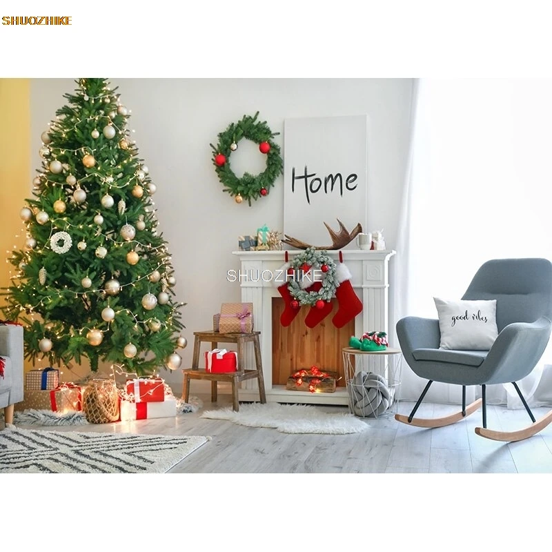 Shuozhike-屋内クリスマステーマ写真背景、クリスマスツリー、ポートレート背景、写真スタジオ小道具、21519、HDY-02