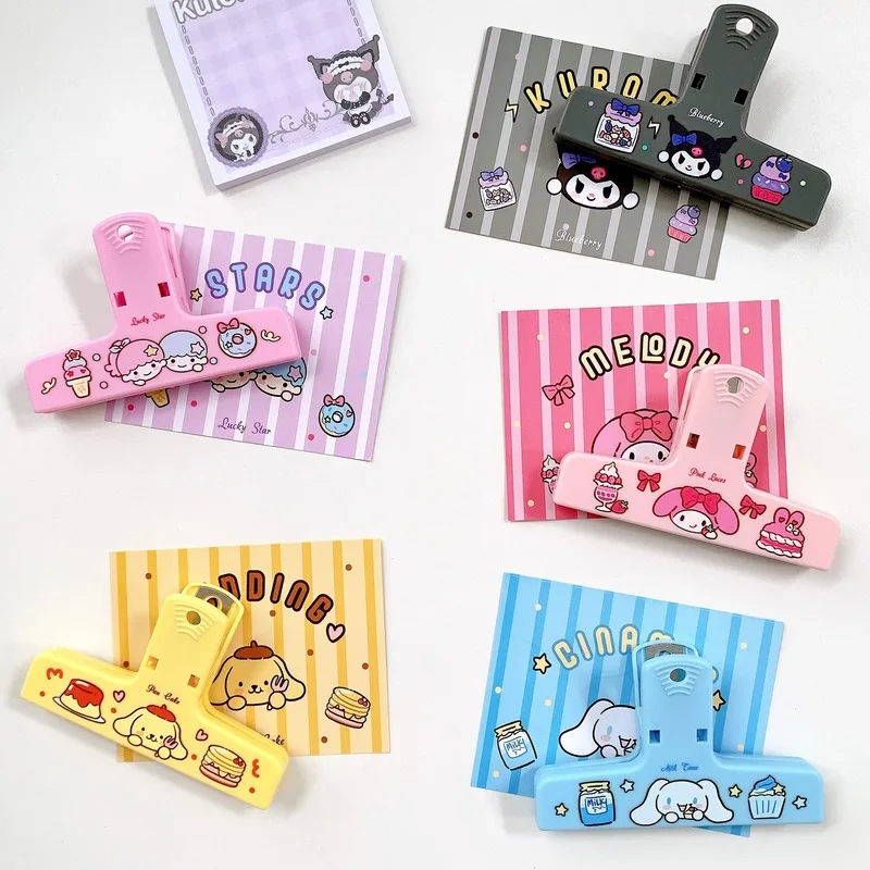 10/20pcs Sanrio Cartoon Cute Note Clip Animation Culomi Melody Cinnamon Student Colorful Account Clip Desktop Sorting Folder