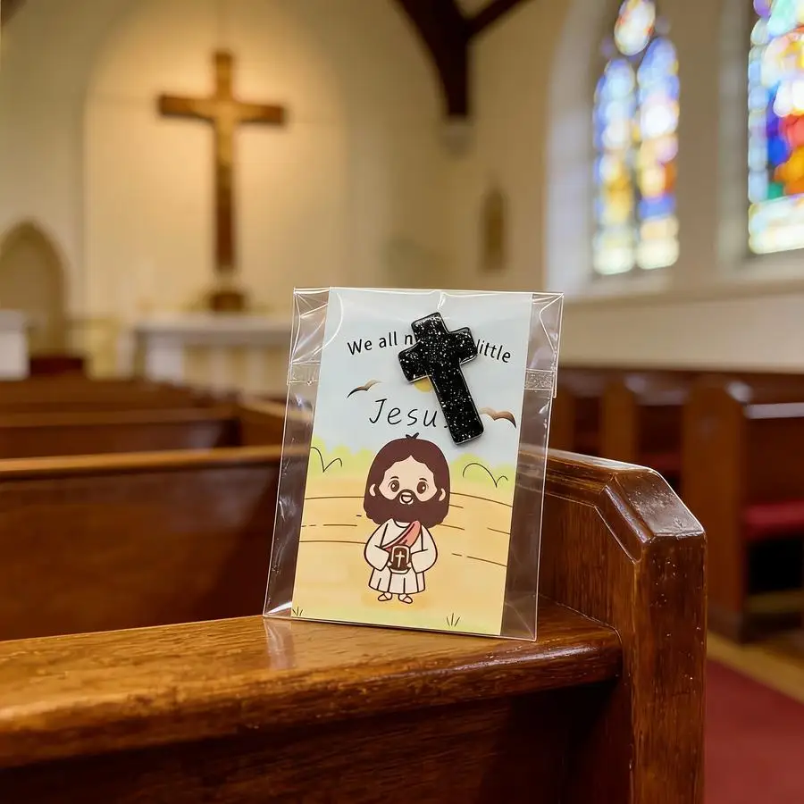 1/5/10/20/50/100pcs 40-Pcs Cross Jesus Greeting Cards, Including 20 Resin Crosses and 20 Jesus Cards, Suitable as Small Church G