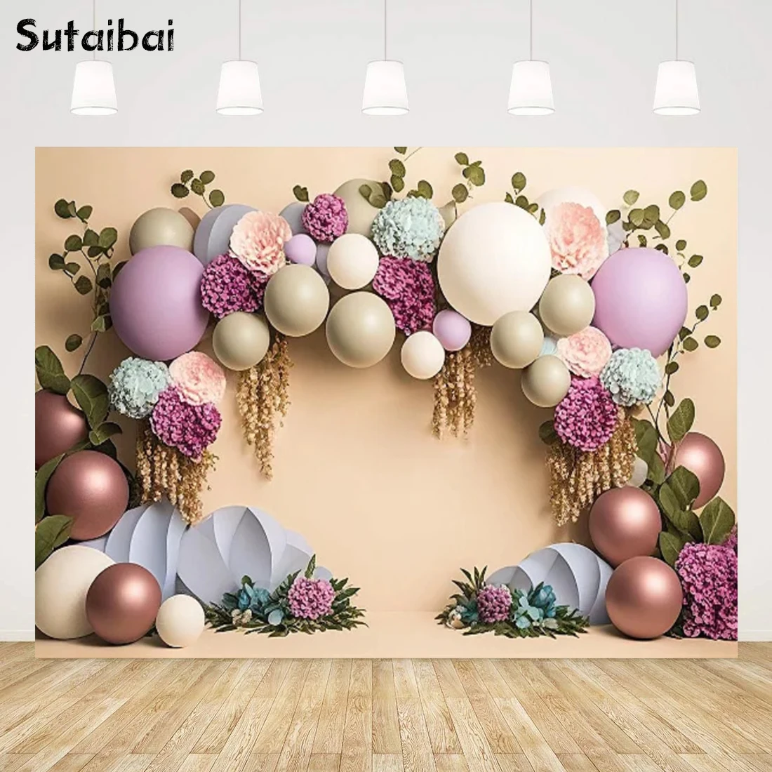 

Baby 1st Birthday Photography Backdrop Photocall Balloon Newborn Boy Girl Photographic Background Photo Banner Studio Photobooth