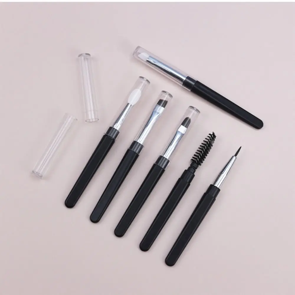 Transparante Draagbare Spiraalvormige Toren Vorm Met Stofkap Lipborstel Wenkbrauwen Borstel Eyeliner Borstel Make-Up Tool