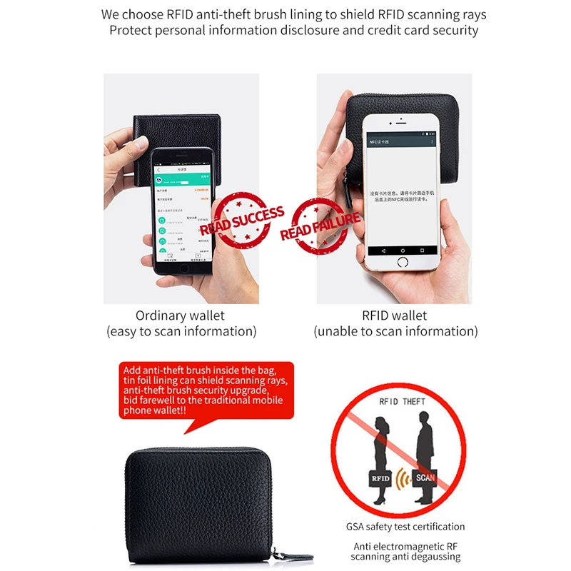 Portfel z prawdziwej skóry luksusowa tarcza jakości modna portfel z saszetką na karty na kartę kredytowa, dowód osobisty z etui na wizytówki