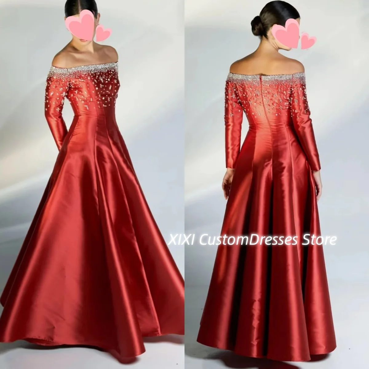 

فساتين 미פרי Женские вечерние платья трапециевидной формы с открытыми плечами и бисером длиной до пола, на молнии с длинными рукавами для торжественных случаев