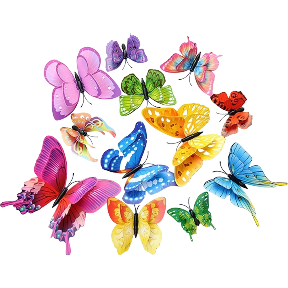 

48 Pcs Refrigerator Magnets Butterfly Fridge Sticker Decorative Butterflies Double Layer Lovely Decals