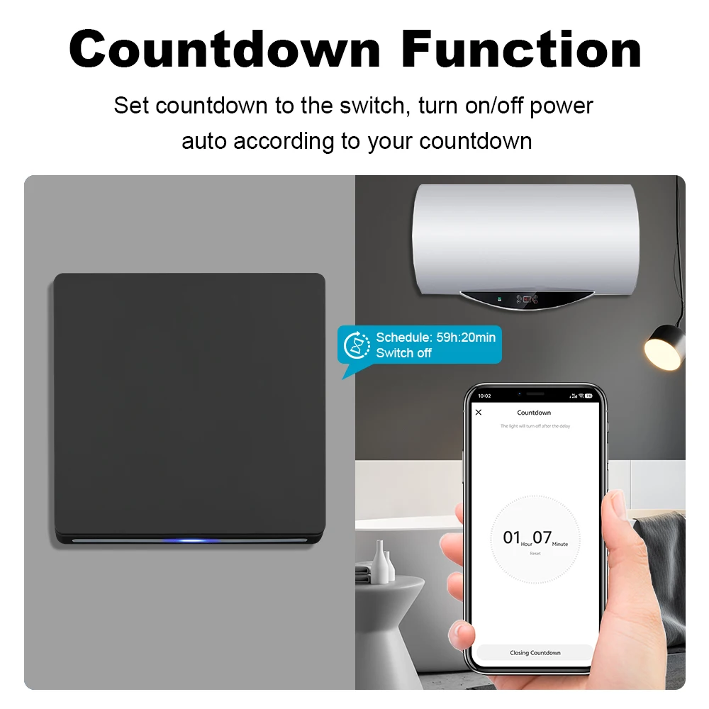 MANHOT Smart Wifi EU Water Heater Boiler Switch 40A 8800W Air Conditioner Switch App Voice Control Smart Life Alexa Google Home view 5