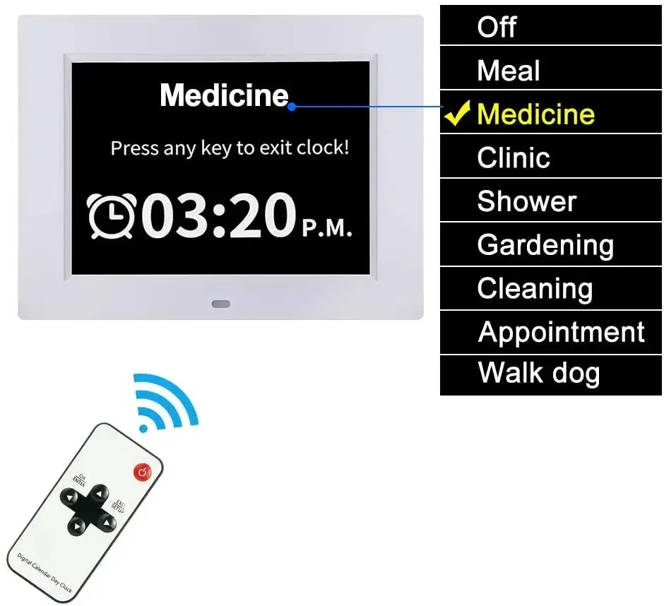 New Wall Cabinet Day LED Display Alarm Mount Photo Frame 10 Inch LCD Digital Dementia Clock