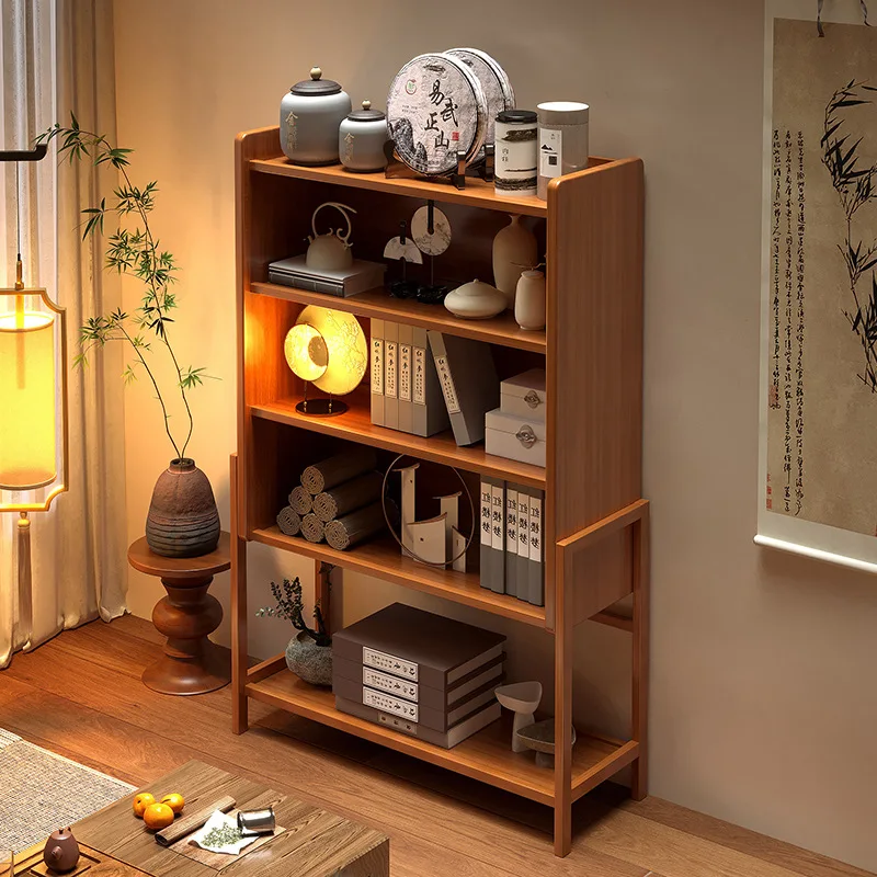 AOLIVIYA Solid Wood Display Bookcase Cabinet Library Shelves Desk Bookshelf Storage Rack Tea Living Room Organizer Stand